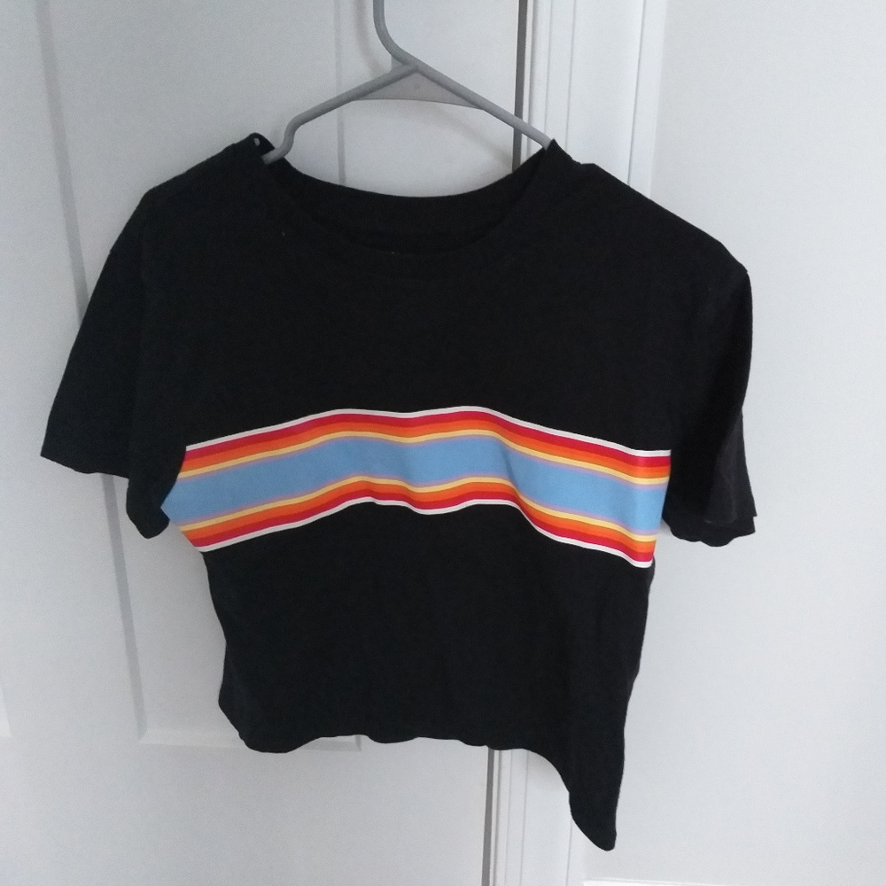 Black striped crop top